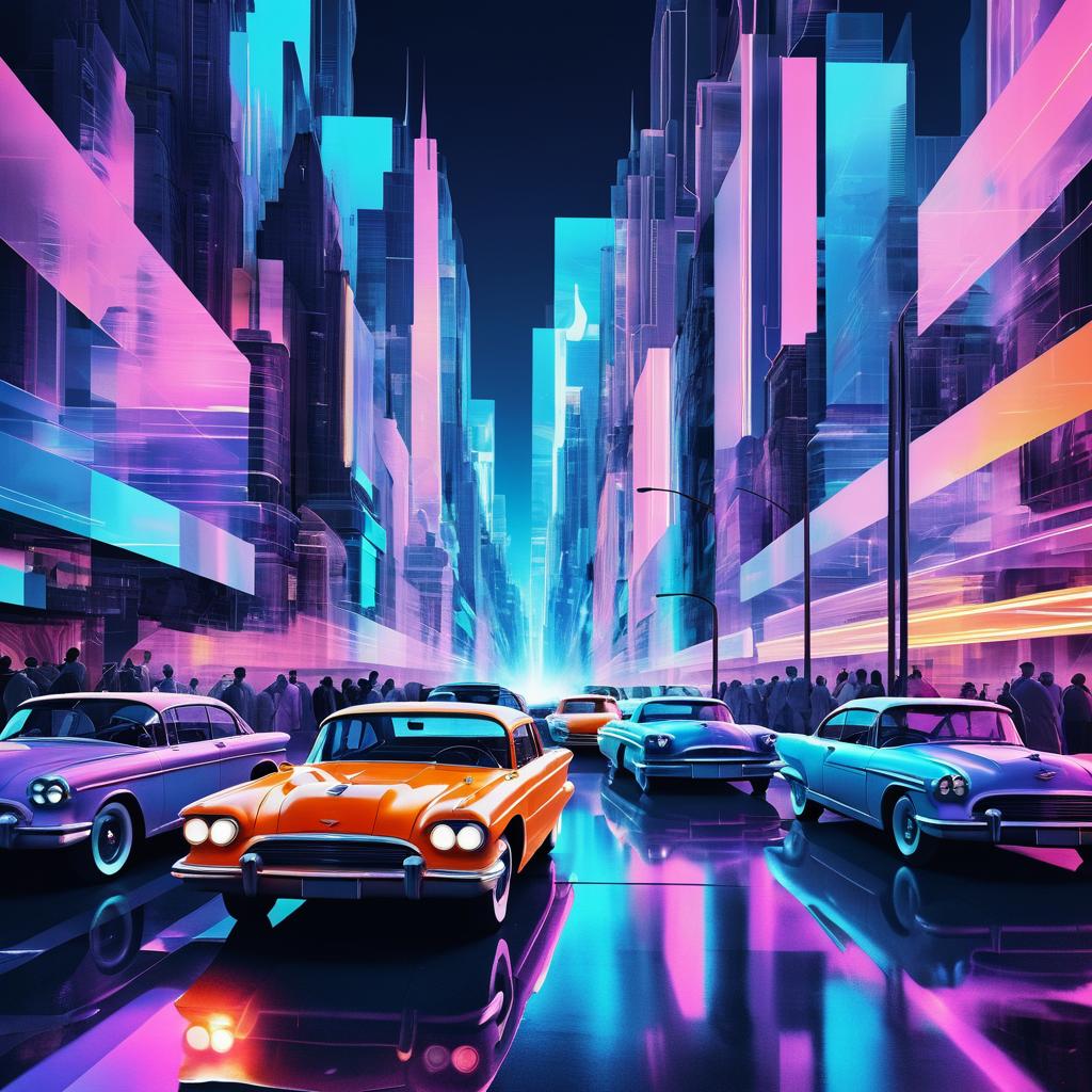 Dynamic Futurism: Neon City Collage