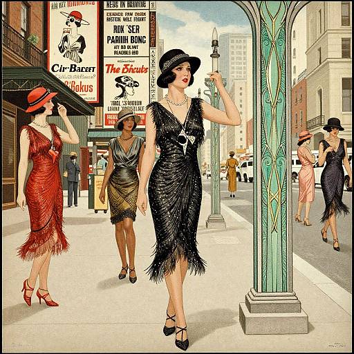1920s Fashionable City Street Scene