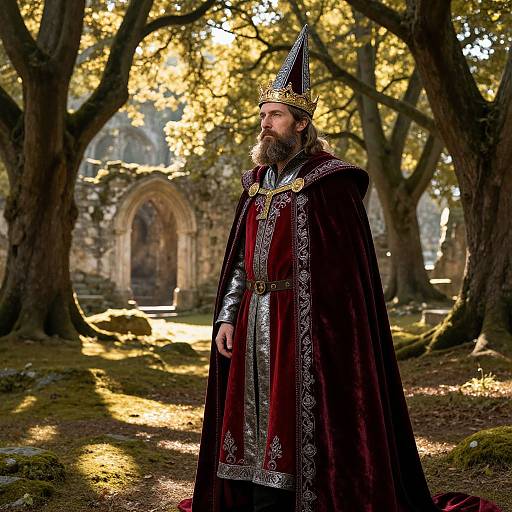 Regal Bearded King in Medieval Forest