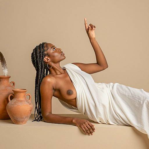 Elegant Recline of a Braided Beauty