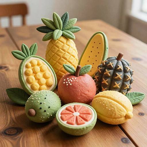 Whimsical Dough Tropical Fruit Sculpture