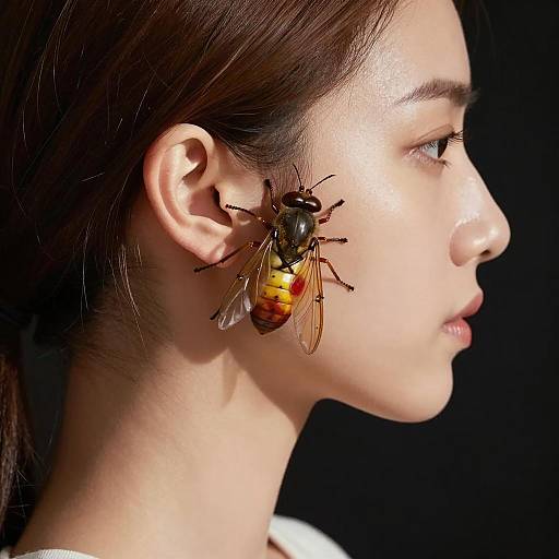 Enigmatic Portrait with Intriguing Insect