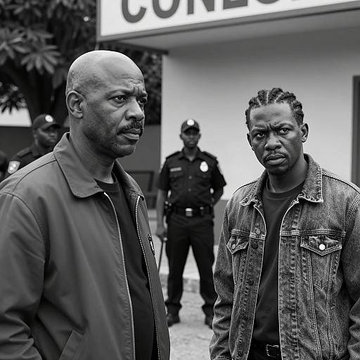 Two African American Men with Security Guards