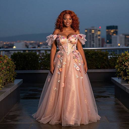 Elegant Woman in Crimson Evening Gown