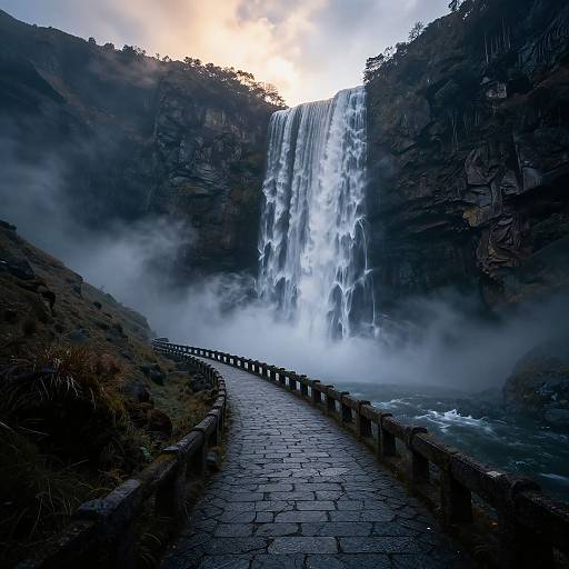 Epic High Fantasy Waterfall Landscape