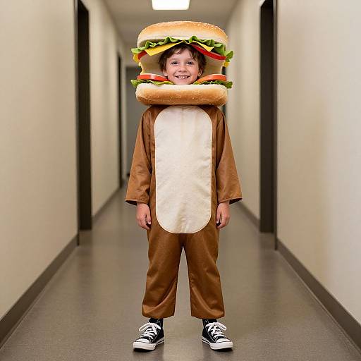 Photograph of a young boy in a brown 