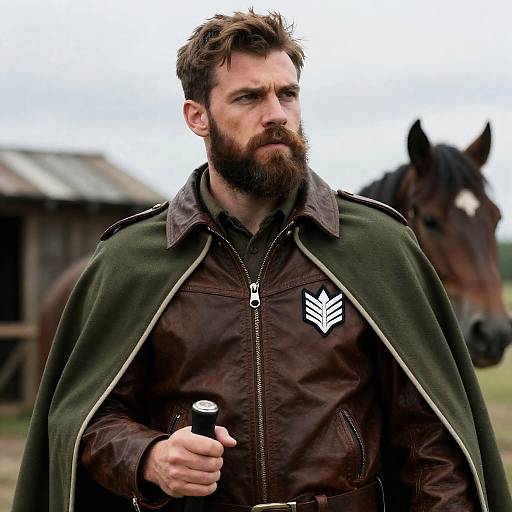 Intense Portrait of a Rugged Warrior