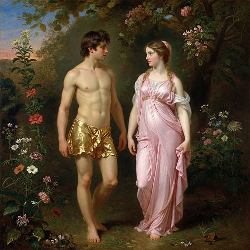 Neoclassical Daphnis and Chloe Painting
