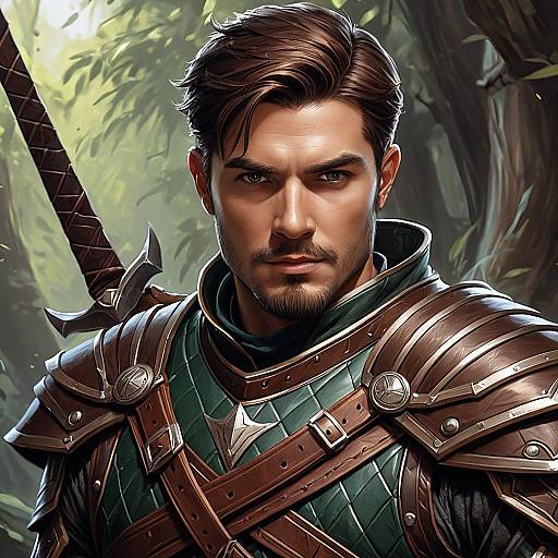Fantasy Male Half-Orc Ranger in Leather Armor