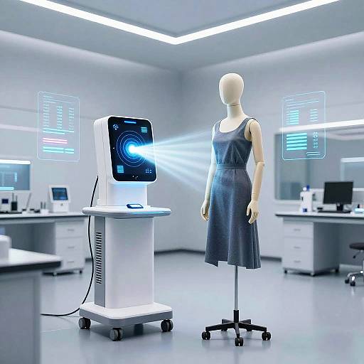 AI Clothes Remover in Futuristic Lab