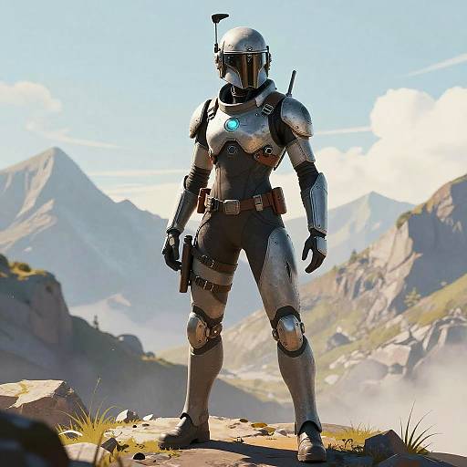 Futuristic Space Bounty Hunter Illustration