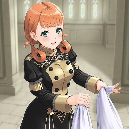 Illustration of Annette fantine dominic, fire emblem in the style of Kitano (kitanosnowwhite)