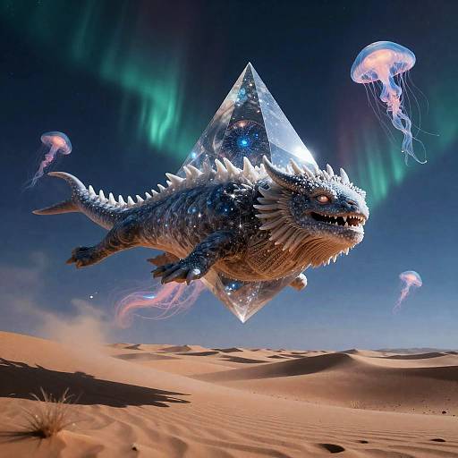 Orbital Prism Leviathan Over Midnight Dunes