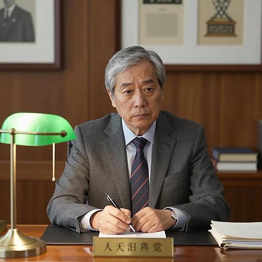 Elegant Office Scene with Middle-Aged Professional