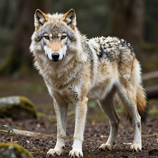 Photorealistic Muscular White Wolf Anthro