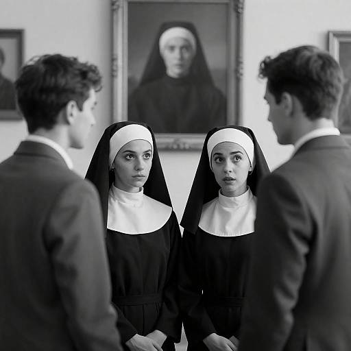 Dramatic Black-and-White Portrait Scene