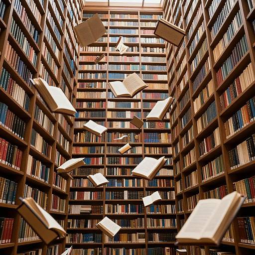 Floating Books in Dreamlike Library