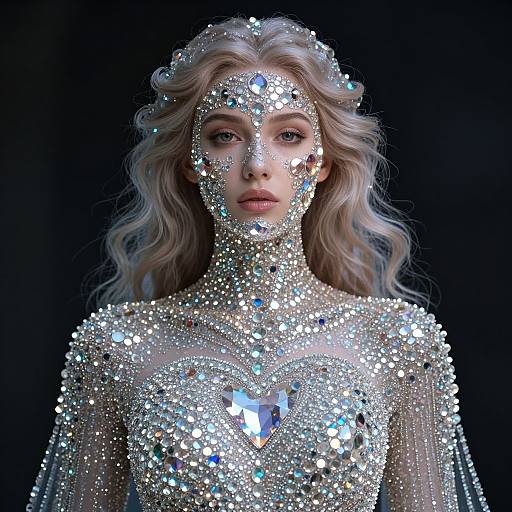 Ethereal Woman Adorned with Crystals