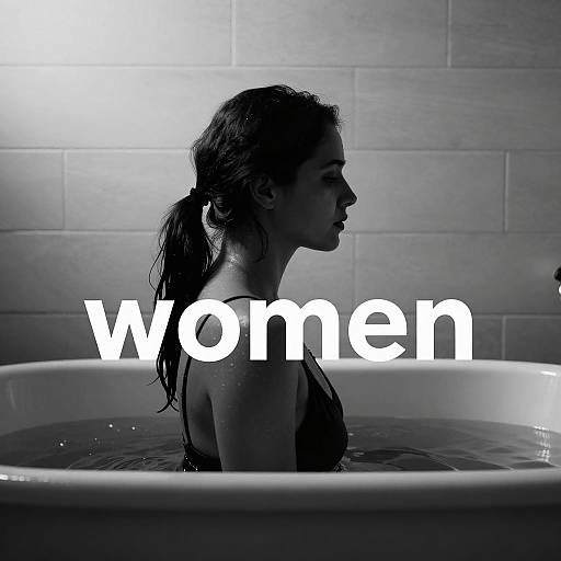 Silhouette Woman in Wooden Bathtub