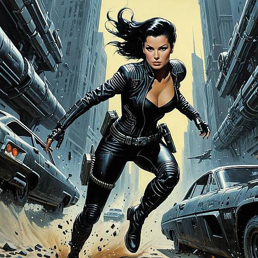 Cyberpunk Woman in Action