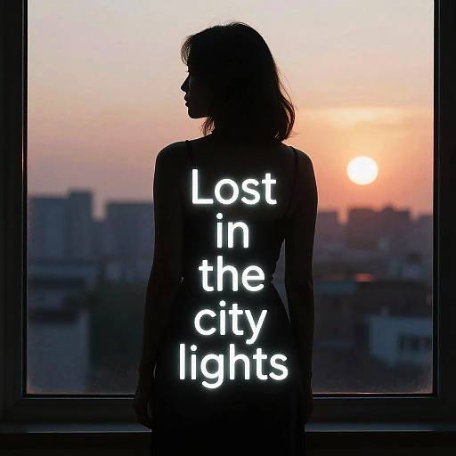Silhouette Woman Lost in City Lights
