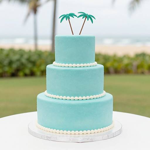 Gorgeous Aqua Blue Beach Wedding Cake