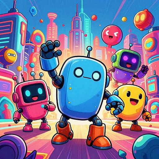 Vibrant Futuristic Cartoon Cityscape