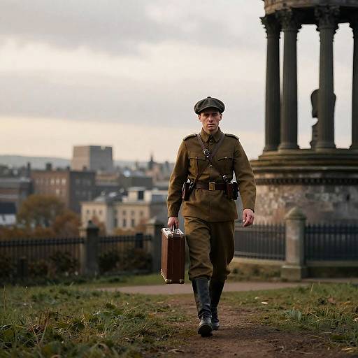 Historical Military Figure on Grassy Hill