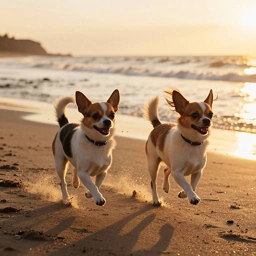 Chihuahua Terrier Mixes Running Beach Sunset