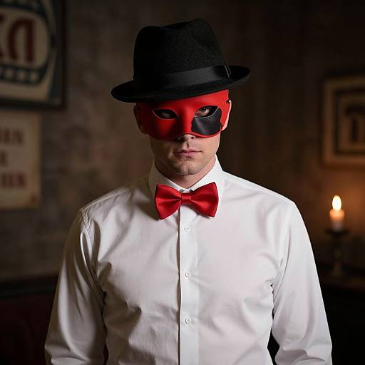 Mysterious Man in Mask and Fedora