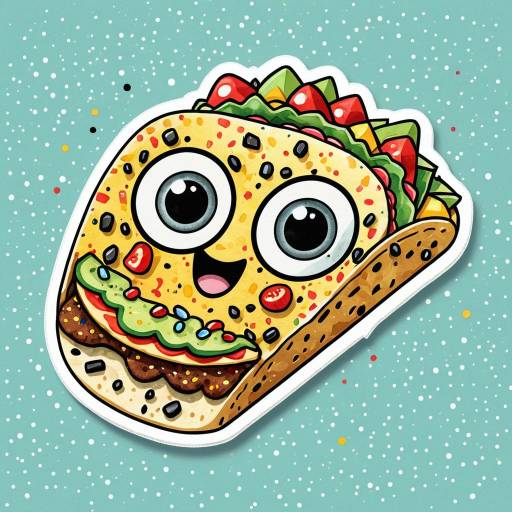 Cute Quirky Taco Sticker Illustration