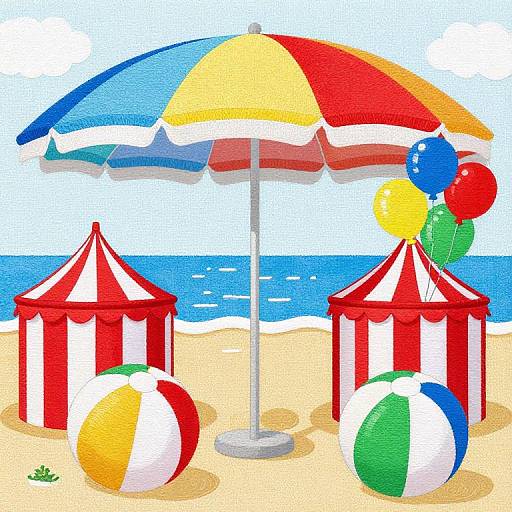 Vibrant Beach Day Embroidery Scene