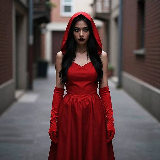 Woman in Red Halloween Gown