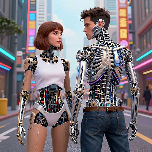 Futuristic Cybernetic City Scene