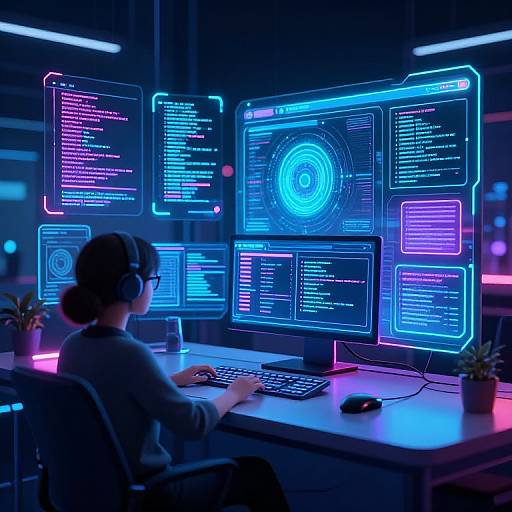 Futuristic Cyberpunk Digital Workspace