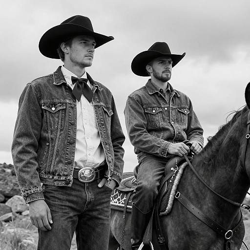 Cowboys in Black and White Photograph