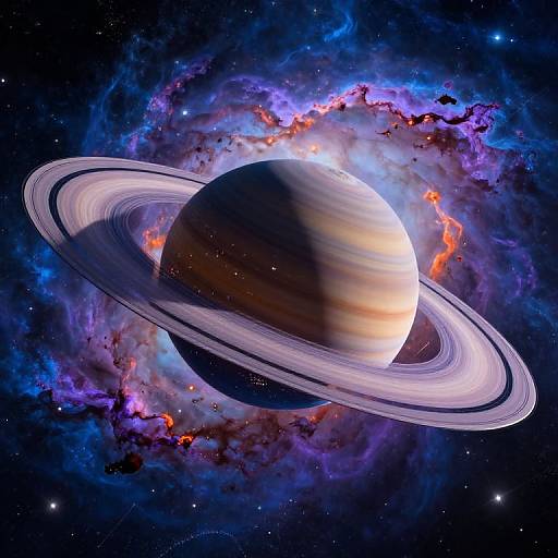 Cyberpunk Techworld Saturn in Nebula