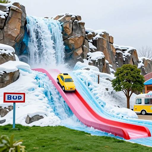 Whimsical Icy Waterfall Playground