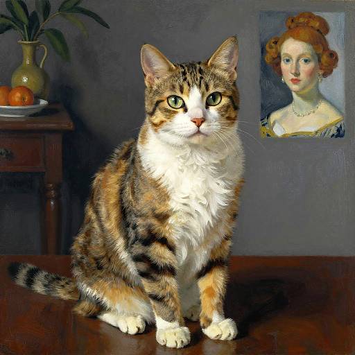 Surreal Cat Illustration with Pop Art