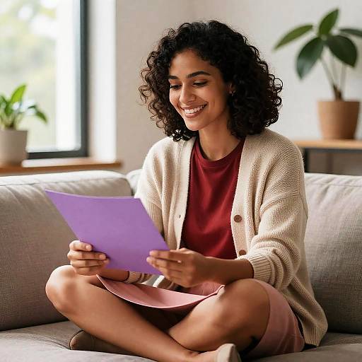 Cozy Indoor Portrait of Smiling Woman