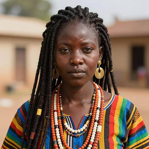 African Woman with Ghana Faux Locs and Traditional Attire