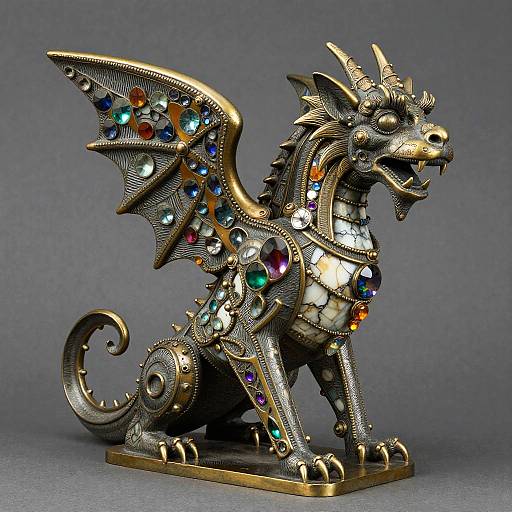 Ornate Steampunk Gargoyle Statue