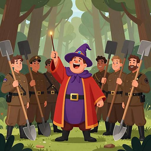 Whimsical Wizard in Enchanted Forest