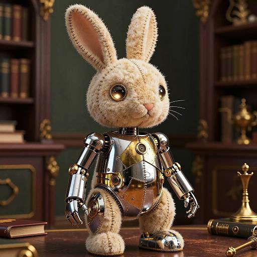 Stitched Velveteen Steel Rabbit Automaton