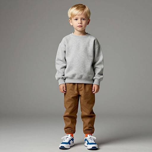 Blonde Boy in Casual Outfit