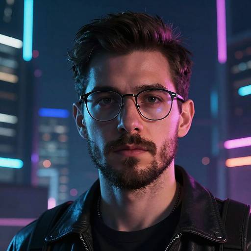 Cyberpunk Man with Neon Glasses