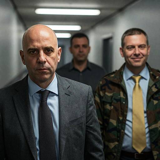 Three Men in an Industrial Hallway