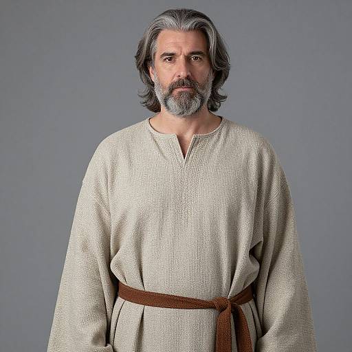 Grey-Haired Bearded Man in Robe