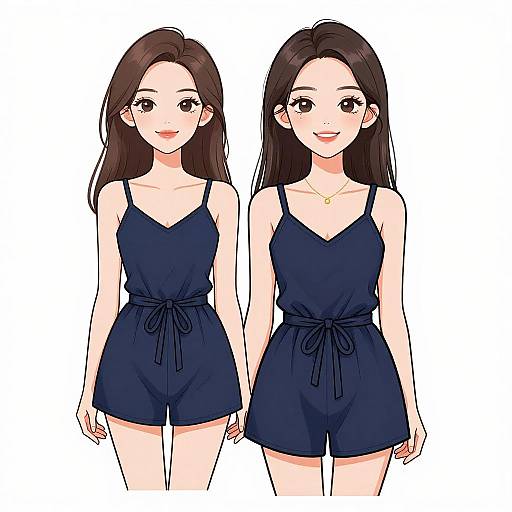 Smiling Woman in Navy Blue Romper