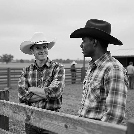 Cowboys in a Rustic Wooden Pen